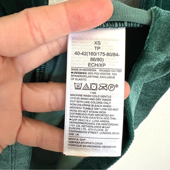 NWT Gap Velvet Smocked Puff Long Sleeve Mini Dress in Green Pine Size XS - Picture 6 of 11